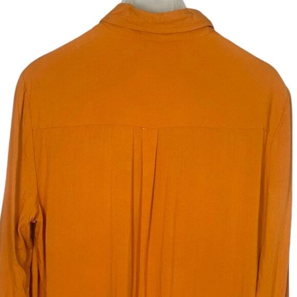 BeachLunchLounge Collared Button Front Long Sleeve Semi-Sheer Top Womens M - Picture 5 of 10